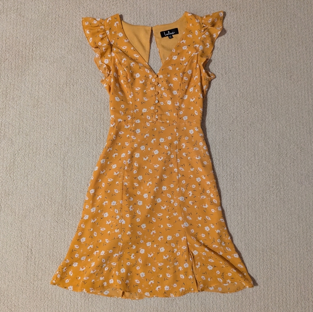 Lulu's Yellow Floral Mini Dress